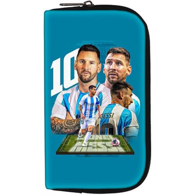 Dames Heren Cluch Bag koptelefoon tas M-Messi Portemonnees Draagbare Geld Munt Portemonnee Creditcard Geld Tassen Voetbalster opbergtas blue