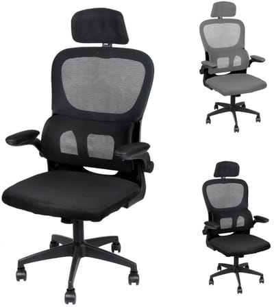 JHUBERS - Dailygoods Ergonomische bureaustoel, draaistoel met 3D-armleuningen, hoge rugleuning, lendensteun (omhoog en omlaag), ho