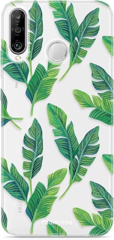 Fooncase Hoesje Geschikt voor Huawei P30 Lite - Shockproof Case - Back Cover / Soft Case - Banana leaves / Bananen bladeren