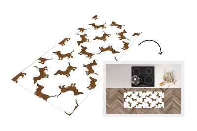 Keukenloper - Loper keuken - Patronen - Hond - Teckel - 120x50 cm - Keukenloper vinyl