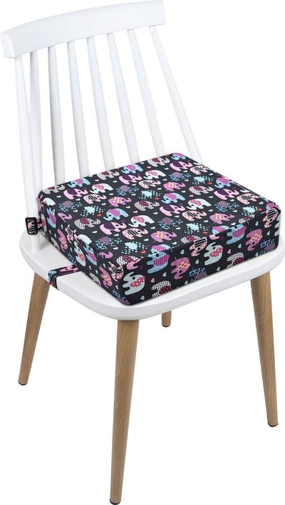 JGS ® Zitverhoging stoel, zeildoek, karikatuur, wasbaar, 2 riemen, veiligheidsgesp, zitverhoging, voor eettafel, draagbare boosterstoel (olifant roze)