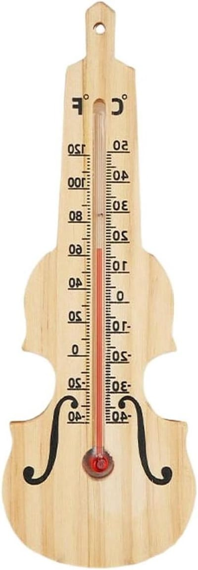 Binnen Buiten Thermometer - Weerstation Hout - Temperatuur Meten - Dubbele Schalen - 26 x 11 cm - Natuurlijk Hout