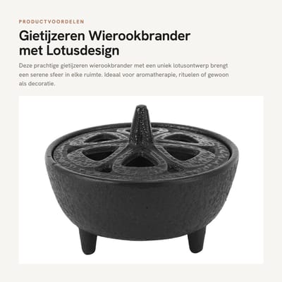 Dailygoods- Wierookbrander Gietijzer - Lotusvormige Wierookhouder - Aromatherapie - Decoratie - Hittebestendig - Elegante Stijl