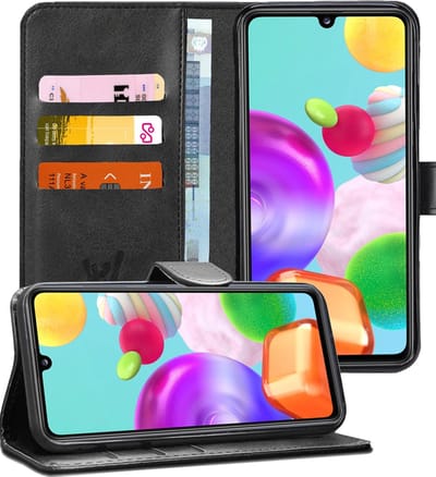 Hoesje geschikt voor Samsung Galaxy A41 - Book Case Kunstleer Pasjeshouder Zwart