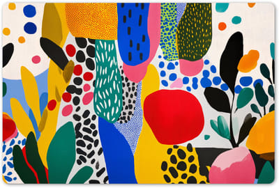 Placemats 45x30 cm - Placemat kunststof - 1 stuk - Stippen - Vormen - Modern - Kleuren - Borden onderleggers - Decoratie voor op tafel - Keuken tafeldecoratie accessoires - Vinyl onderlegger - Tafelversiering