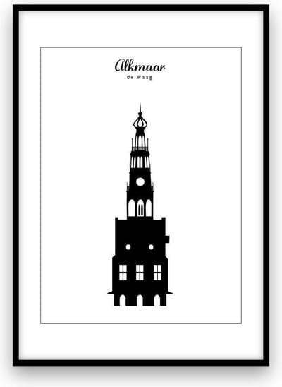 Alkmaar stadposter - Zwart-wit
