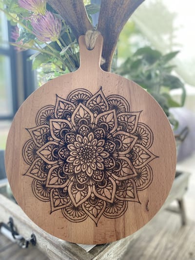 Serveerplank rond 30 cm - mandala