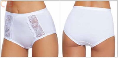 Set van 2 stuks Katoenen dames slip in WIT met kant en hoge talie maat 3XL-8