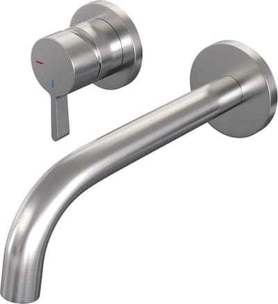 Brauer Brushed Edition inbouw wastafelmengkraan met gebogen uitloop en rozetten model E2 RVS geborsteld PVD