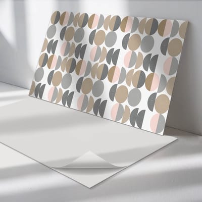 Wallfluent Vinyl Wandpaneel - Geometrie van cirkels en halve cirkels Zelfklevende Wandbekleding - 100 cm x 50 cm - Grijs Vinyl Wandpaneel - 1 stuk - Rechthoekig Wandbekleding Vinyl - Patroon Wandpaneel - Wandpaneel PVC - Wandpaneel Keuken en Badkamer
