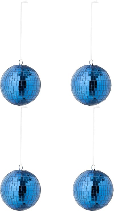J-Line kerstbal Spiegel - glas - blauw - large - doos van 4