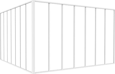 Vente-unique Glazen hoekbinnenraam met industriële stijl van gepoedercoat aluminium - L210 x L210 x H130 - Wit - BAYVIEW