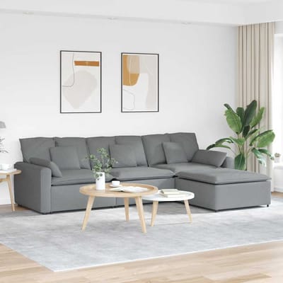 vidaXL - Modulaire - bank - met - voetenbank - en - kussens - lichtgrijs