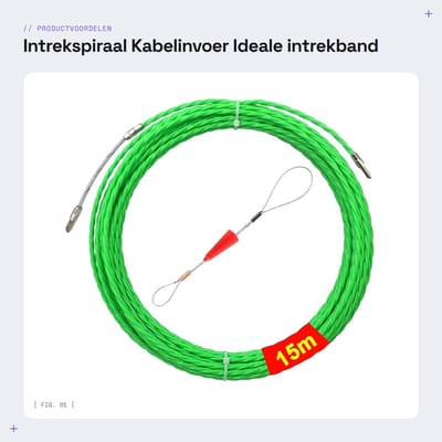 Dailygoods- Intrekspiraal 15 m - Polyester Kabelinvoer - Intrekband φ4,5 mm - Geleidingsveer - Ideale Intrekhulp - Voor Kabels en Lege Buizen - Kabeltrekker