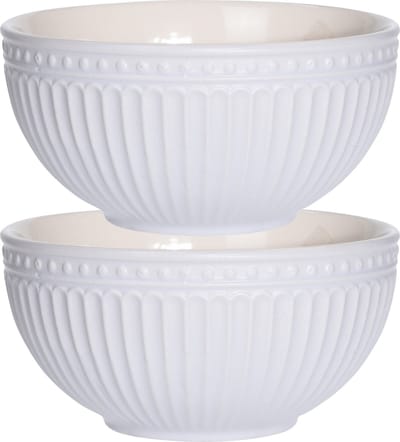 Excellent Houseware Soepkommen/schaaltjes - 2x - Roman Style - keramiek - D14 x H7 cm - ivoor wit