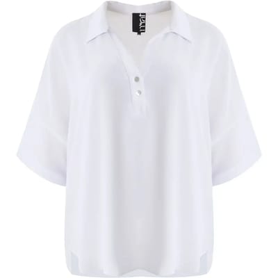 Blouse met puntkraag in crêpe dames Mat Fashion Airwashed