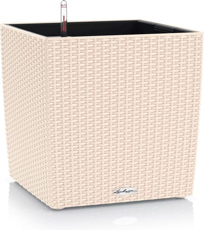 LECHUZA CUBE Cottage 30 - Plantenbak - met uitneembare binnenbak - met bewateringssysteem - ALL-IN-ONE set met LECHUZA-PON - vanilla limited edition