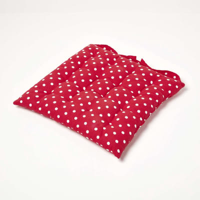 Homescapes zitkussen met stippen, 100% katoen, rood, 40 x 40 cm