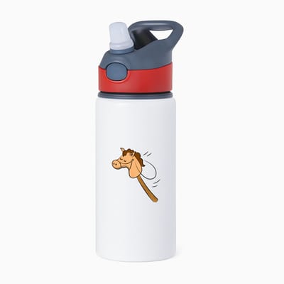 Hacebo® - Hobbypaard waterfles met rietje rood - Paarden - Paarden liefhebbers - Dieren - manage - Hobbyhorse - Paardenstok - water fles - 650ML