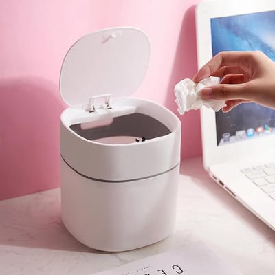 Mini Afvalbak met Deksel - Kleine Prullenbak voor Bureau, Keuken, Badkamer en Slaapkamer - Compacte en Stijlvolle Oplossing voor Huishoudelijk Afval