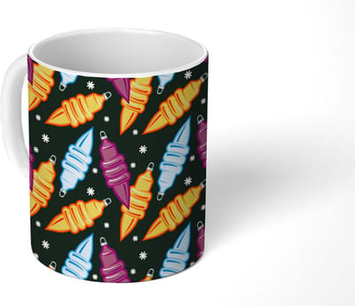 Mok - Koffiemok - Kerst - Patronen - Lamp - Mokken - 350 ML - Beker - Koffiemokken - Theemok
