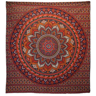 Katoenen Bedsprei & Wandkleed – Mandala – 200 x 230 cm - Oranje