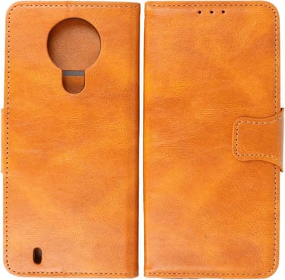 BestCases -  Nokia 1.4 Hoesje - Nokia 1.4 Bookcase Telefoonhoesje - Nokia 1.4 Kaarthouder Portemonnee Hoesje - Kunstleer - Bruin