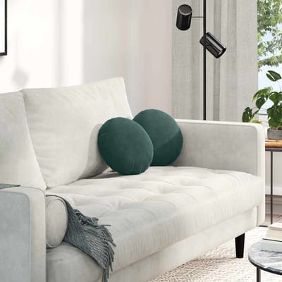 vidaXL - Zitkussens - 2 - st - Fluweel - Donkergroen - Ø30 - x - 13 - cm