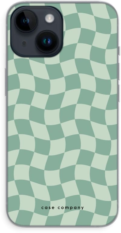 Case Company® - Hoesje geschikt voor iPhone 14 hoesje - Grid Groen - Soft Cover Telefoonhoesje - Bescherming aan alle Kanten en Schermrand