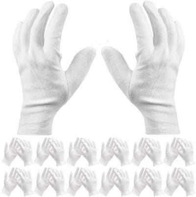 Daity 12 paar - Zachte Katoenen Handschoenen - katoenen handschoenen - witte katoenen handschoenen -Voor Cosmetica, Sieradenmuntinspectie, Inspectiehandschoenen, Servicehandschoenen, Vochthandschoenen