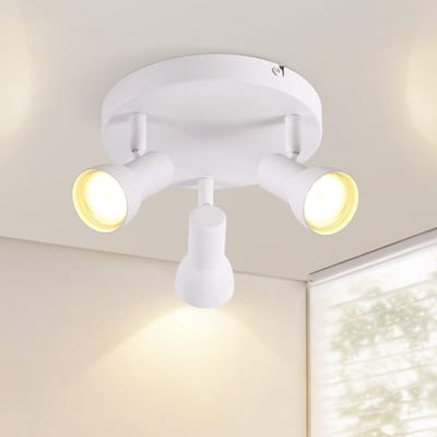 NETTLIFE Opbouwspot GU10 - 3-Lichts - wit - Metaal - met creatief ontwerp - 350° draaibar Wandspot - Moderne Plafondlamp - voor Slaapkamer | Keuken | Hal | Woonkamer - L 19cm-excl. lichtbron