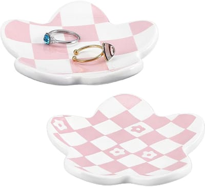 Dienblad bloem roze 2 stijlen platte keramische onderzetter ring bloem kleine schotel sieraden dienblad kom organizer accessoires