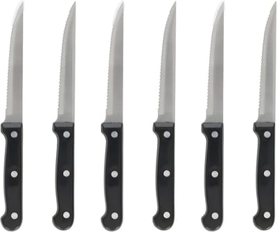 Gerimport vlees / steak messen - RVS - bakeliet handvat - 21 cm - scherpe messen