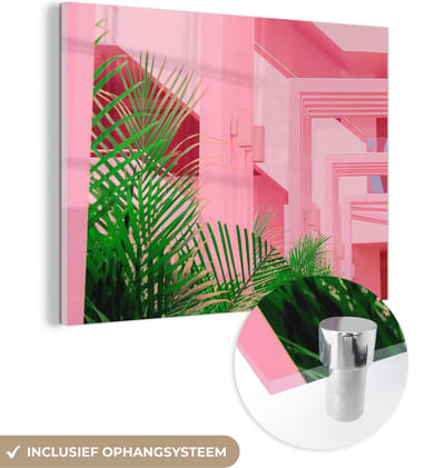 MuchoWow® Glasschilderij 40x30 cm - Schilderij acrylglas - Zomer - Planten - Tuin - Foto op glas - Schilderijen