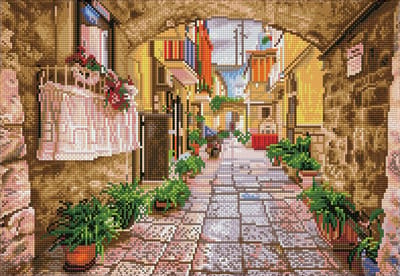 Full Diamond Painting Volwassenen - Hobby - Volledig Pakket - Vierkante Steentjes - DQ10.010 Diamond Dotz® - Pittoresk straatje 36 x 52cm