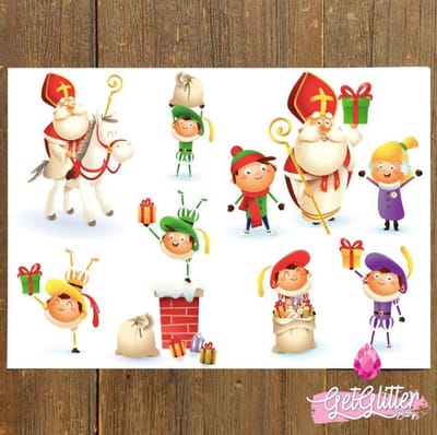 GetGlitterBaby® - Kinder Schoencadeau Plak Tattoos Kind / Tijdelijke Tattoo / Nep Tatoeage voor Kinderen - Sinterklaas / Piet