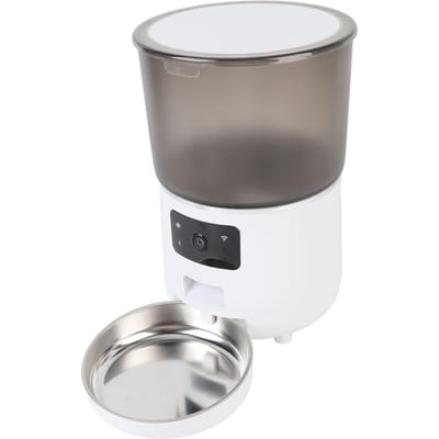 Distributeur Automatique pour Chat 4L Distributeur d'Aliments Temporisé pour Animaux de Compagnie Distributeur d'Aliments Secs pour Chats Petits Chiens Mobile Démontable American regulations blanc
