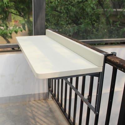 Balkon Tafel - Hangende Desk - Buiten Leven - Inklapbaar Ontwerp - 120x40cm - Wit