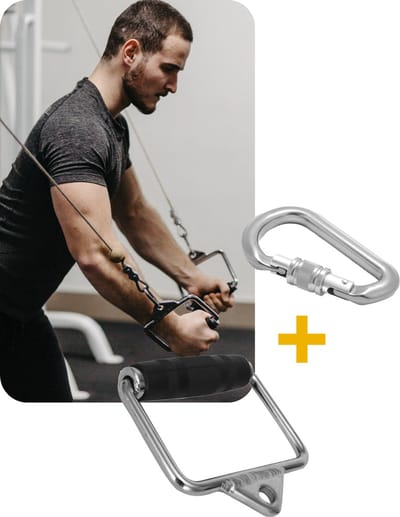 MIRO® Handgreep - Kabel - Draaibaar - Fitness - Set Van 2 Stuks - Rubber Handvat - + Karabijnhaak ( 2 )
