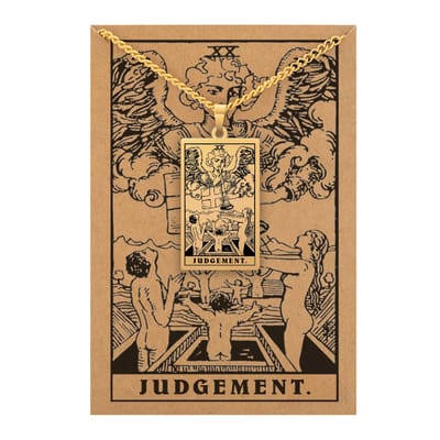 Tarot Ketting XX: Het Oordeel / Judgement - Inclusief Rider-Waite Kaart - Goudkleurig Stainless Steel - 60cm - Pax Amare