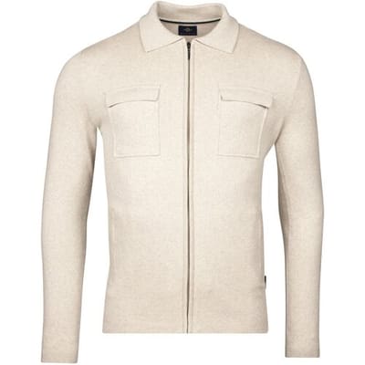 Baileys Vest Full Zip Cardigan Flat Knit Collar Double Breast Pockets Kitt Melange / male