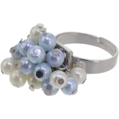 Behave – ring – Lichtblauw parelmoer – Zilverkleur – Vintage stijl