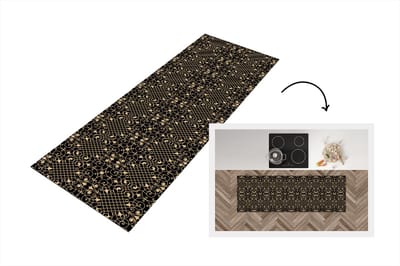 Keukenloper - Loper keuken - Patroon - Abstract - Goud - Jaren 20 - 150x50 cm - Keukenloper vinyl