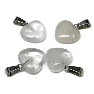 Aramat Jewels | Hangers | Witte Kwarts Hartjes Hanger natuursteen | | | |15mm | Staal | Volwassenen | Verkleurd niet