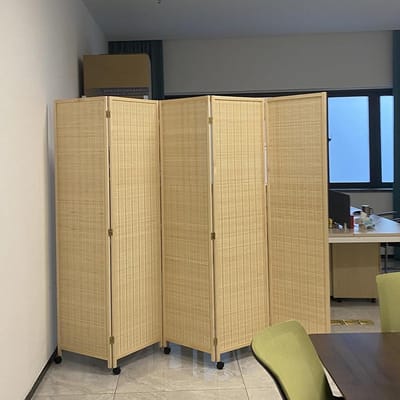 Klapbaar Kamerscherm - Ruimteverdeler Gordijn - Privacy Creëren - Met Zwenkwielen - 5 Panelen 150cm - Natuurlijk