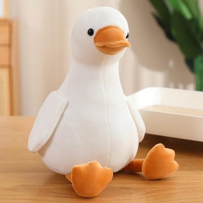 Groothandel Nieuwe Simulatie Grote Gele Eend En Witte Gans Pop Knuffel Pluche Speelgoed Cartoon Anime Schattig Verjaardagscadeau voor Kinderen 13-15cm(pendant) wit