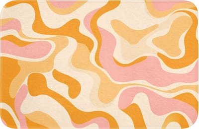 WC mat 60x40 cm - Antislip - Abstract - Golvend - Oranje - Toiletmat - Vloermat - Douchemat - Toilet tapijt - Toiletmatten