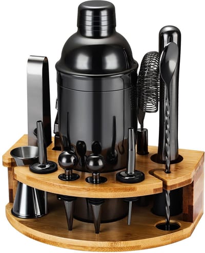 Unyqoos® Complete cocktailshakerset met 12 accessoires voor thuisgebruik
