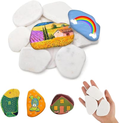 Set van 12 vlakke stenen voor schilderen, 3-8 cm, decoratieve stenen, gladde kiezelstenen voor creatief knutselen, natuurlijke stenen voor decoratie en kunstprojecten