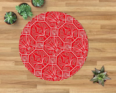 Coloray Vloerbeschermer - Decoratieve avant-garde Stoel Mat - 100x100 cm - Rood Vloerbeschermer Groot - Vloerbeschermer Bureaustoel Tapijt - PVC Vloerbeschermer - Ronde Mat - Abstracties Thema